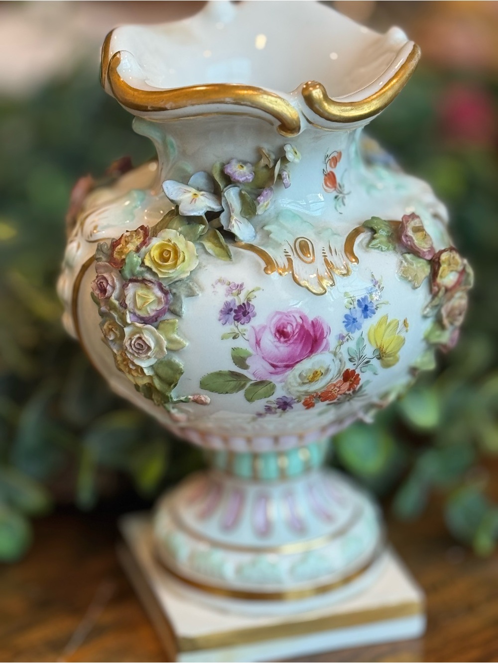 Rare ⭐️ Antique Meissen Ornate Floral Porcelain Vase